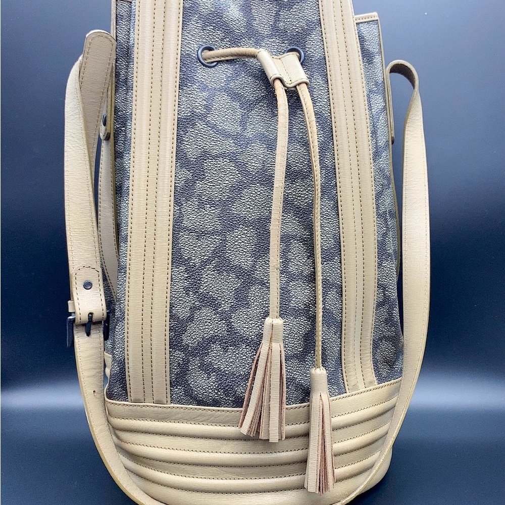 Vintage Yves Saint Laurent YSL PVC Beige Cheetah Pattern Bucket Bag